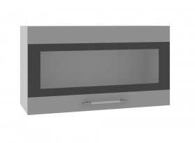Олива ВПГСФ 800 Шкаф верхний горизонтальный со стеклом с фотопечатью высокий (Снег глянец/корпус Серый) в Бердске - berdsk.katalogmebeli.com | фото
