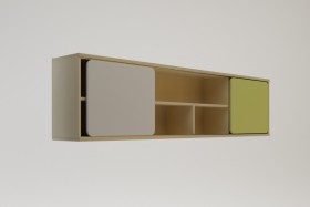 Полка между шкафами 1660 Эппл (Зеленый/Белый/корпус Клен) в Бердске - berdsk.katalogmebeli.com | фото 2