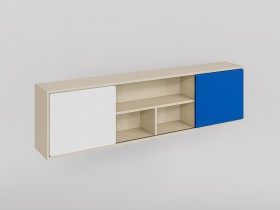 Полка между шкафами 1660 Скай (Синий/Белый/корпус Клен) в Бердске - berdsk.katalogmebeli.com | фото