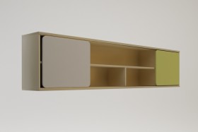 Полка между шкафами 1960 Эппл (Зеленый/Белый/корпус Клен) в Бердске - berdsk.katalogmebeli.com | фото 2