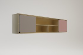Полка между шкафами 1960 Грэйси (Розовый/Серый/корпус Клен) в Бердске - berdsk.katalogmebeli.com | фото 2