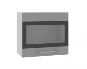 Ройс ВПГСФ 500 Шкаф верхний горизонтальный со стеклом с фотопечатью высокий (Черника софт/корпус Серый) в Бердске - berdsk.katalogmebeli.com | фото