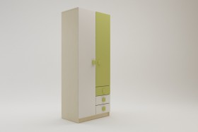 Шкаф 2-х створчатый с ящиками Эппл (Зеленый/Белый/корпус Клен) в Бердске - berdsk.katalogmebeli.com | фото 2