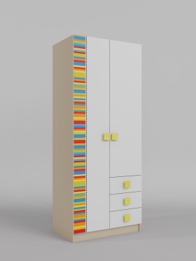 Шкаф 2-х створчатый с ящиками Клаксон без машинок (Белый/корпус Клен) в Бердске - berdsk.katalogmebeli.com | фото