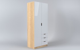 Шкаф 2-х створчатый с ящиками Лофт (Белый/корпус Дуб Сонома) в Бердске - berdsk.katalogmebeli.com | фото