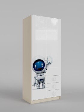 Шкаф 2-х створчатый с ящиками Санни (Белый/корпус Клен) в Бердске - berdsk.katalogmebeli.com | фото 1