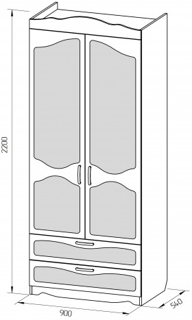 Шкаф 2-х створчатый с ящиками серии Иллюзия 08 Шоколад в Бердске - berdsk.katalogmebeli.com | фото 2