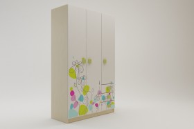 Шкаф 3-х створчатый с ящиками Флёр (Белый/корпус Клен) в Бердске - berdsk.katalogmebeli.com | фото