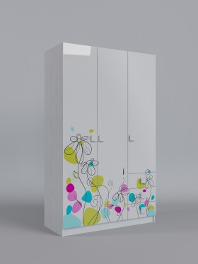 Шкаф 3-х створчатый с ящиками Флёр (Белый/корпус Выбеленное дерево) в Бердске - berdsk.katalogmebeli.com | фото 1