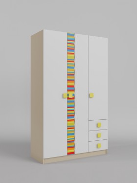 Шкаф 3-х створчатый с ящиками Клаксон без машинок (Белый/корпус Клен) в Бердске - berdsk.katalogmebeli.com | фото