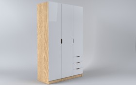 Шкаф 3-х створчатый с ящиками Лофт (Белый/корпус Дуб Сонома) в Бердске - berdsk.katalogmebeli.com | фото
