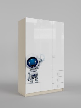Шкаф 3-х створчатый с ящиками Санни (Белый/корпус Клен) в Бердске - berdsk.katalogmebeli.com | фото