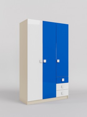 Шкаф 3-х створчатый с ящиками Скай люкс (Синий/Белый/корпус Клен) в Бердске - berdsk.katalogmebeli.com | фото 1