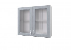 Шкаф 80 с 2-мя витринами Принцесса (Серый/корпус Белый) в Бердске - berdsk.katalogmebeli.com | фото