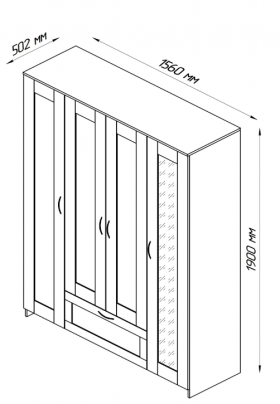 Шкаф четырехдверный Сириус с 1 зеркалом и 1 ящиком белый в Бердске - berdsk.katalogmebeli.com | фото 3