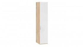 Шкаф для белья с 1 глухой дверью «Эмбер» Яблоня Беллуно/Белый глянец в Бердске - berdsk.katalogmebeli.com | фото 1