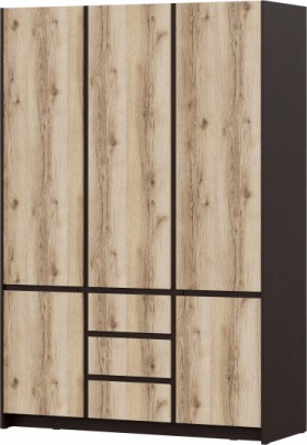 Модульная система "Прага" Шкаф для одежды трехстворчатый Дуб Венге/Дуб Делано в Бердске - berdsk.katalogmebeli.com | фото 1