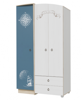 Шкаф для одежды Бриз 1200 Дуб ривьера/ Рамух белый/синий в Бердске - berdsk.katalogmebeli.com | фото 1