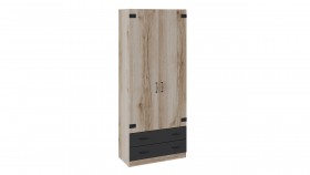 Шкаф для одежды комбинированный «Окланд» (Фон Черный/Дуб Делано) в Бердске - berdsk.katalogmebeli.com | фото
