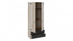 Шкаф для одежды комбинированный «Окланд» (Фон Черный/Дуб Делано) в Бердске - berdsk.katalogmebeli.com | фото 2