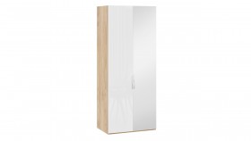 Шкаф для одежды с 1 глухой и 1 зеркальной дверями правый «Эмбер» Яблоня Беллуно/Белый глянец в Бердске - berdsk.katalogmebeli.com | фото 1
