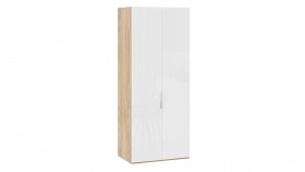 Шкаф для одежды с 2 глухими дверями «Эмбер» Яблоня Беллуно/Белый глянец в Бердске - berdsk.katalogmebeli.com | фото