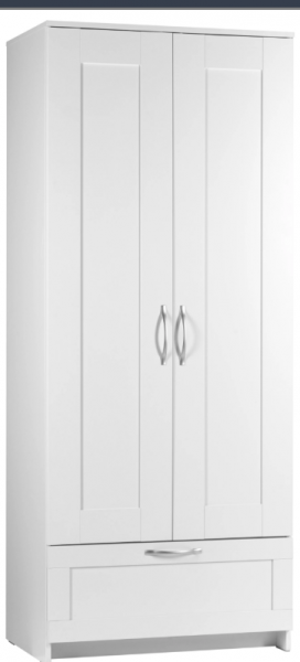 Шкаф двухдверный Сириус с 1 ящиком белый в Бердске - berdsk.katalogmebeli.com | фото