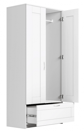 Шкаф двухдверный Сириус с 1 ящиком белый в Бердске - berdsk.katalogmebeli.com | фото 3