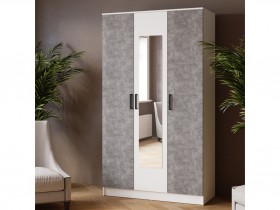 Шкаф комбинированный Ларс (1,2) с зеркалом белый/ателье светлое в Бердске - berdsk.katalogmebeli.com | фото 3