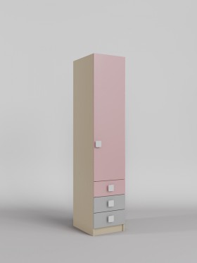 Шкаф угловой (секция с ящиками) Грэйси (Розовый/Серый/корпус Клен) в Бердске - berdsk.katalogmebeli.com | фото