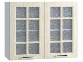 Шкаф верхний со стеклом 800, ШВС 800 (Клен кремовый/корпус белый) в Бердске - berdsk.katalogmebeli.com | фото