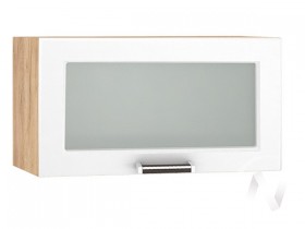 Шкаф верхний со стеклом Прага ШВГС 600 (Белое дерево/корпус дуб крафт золотой) в Бердске - berdsk.katalogmebeli.com | фото