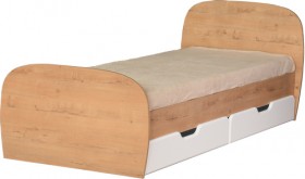 Скай М13 Кровать с ящиками 800*2000 (дуб бунратти/белый глянец) в Бердске - berdsk.katalogmebeli.com | фото