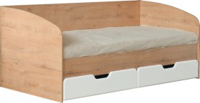 Скай М14 Кровать с ящиками 800*2000 (дуб бунратти/белый глянец) в Бердске - berdsk.katalogmebeli.com | фото