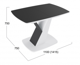 Стол обеденный «Гарда» Тип 1 (Белый/Стекло матовое черный графит) в Бердске - berdsk.katalogmebeli.com | фото 3