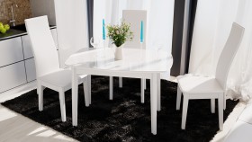 Стол обеденный «Портофино» (Белый глянец/Стекло белое) в Бердске - berdsk.katalogmebeli.com | фото