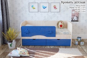 Техно Кровать детская 2 ящика 1.6 Синий глянец в Бердске - berdsk.katalogmebeli.com | фото