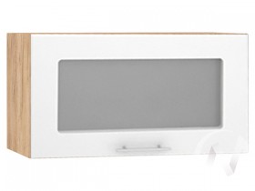 Шкаф со стеклом Валерия-М ШВГС-600 (Белый глянец/Дуб Крафт Золотой/верхний/горизонтальный) в Бердске - berdsk.katalogmebeli.com | фото